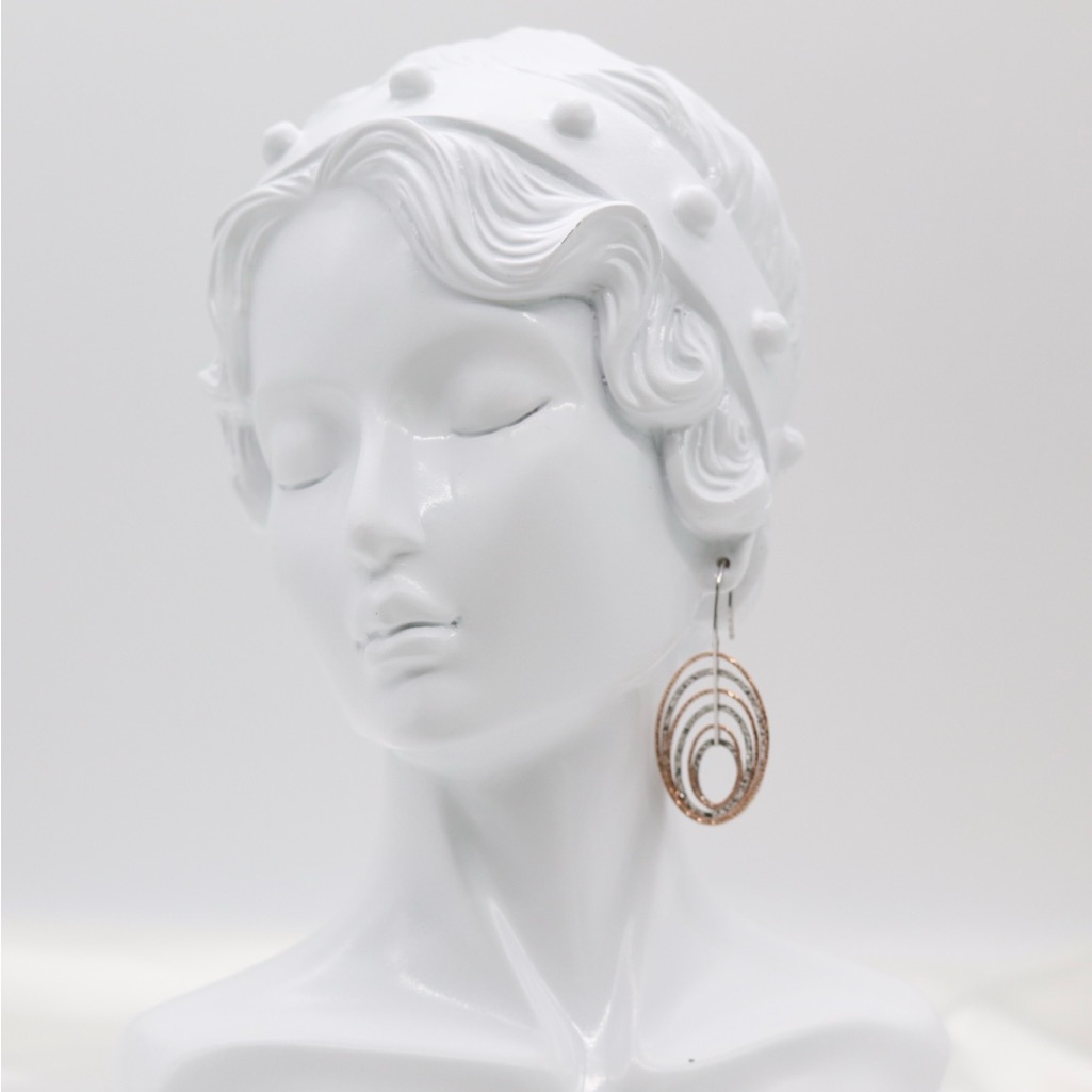 Italian Style Layered Oval Hoop Drop Earrings Sterling Earrings 50$